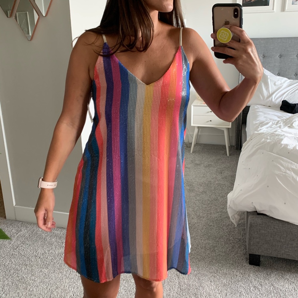 Shift Rainbow Sequin Dress